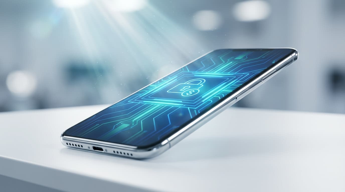 Close-up of blockchain health insurance technology on mobile device